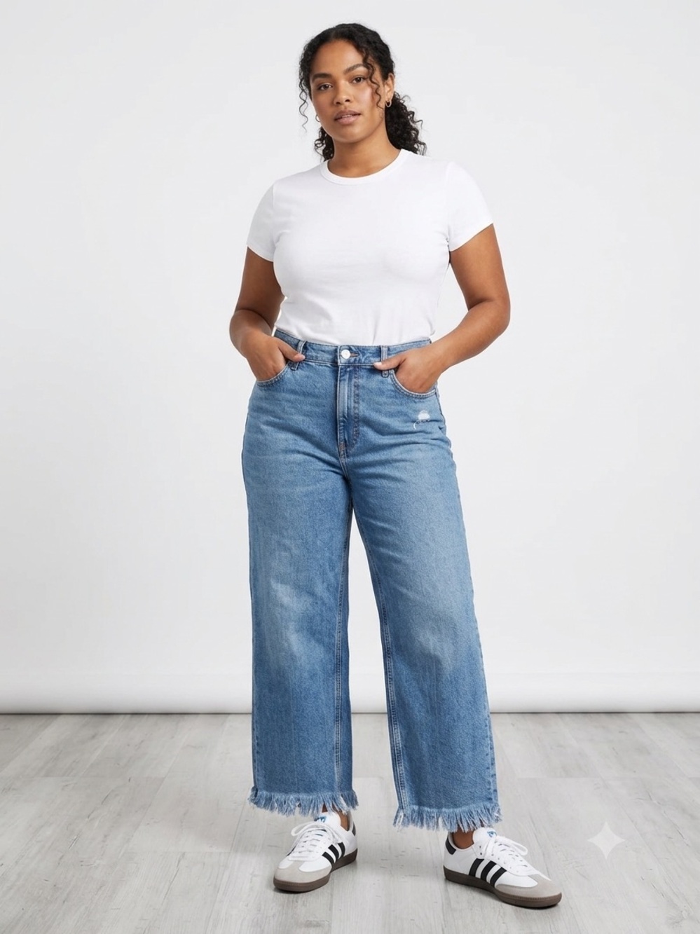 Everlane Light Blue High-Rise Cropped Wide-Leg Jeans